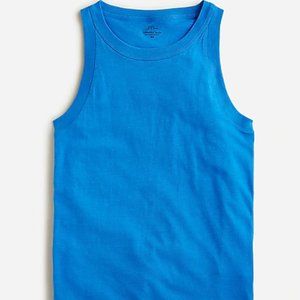 JCREW High-neck Tank in Organic Slub Cotton Vivid Blue NWT